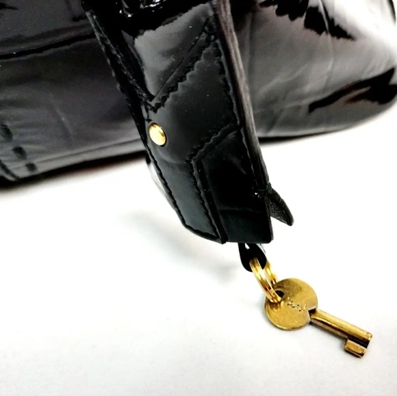 Like New Yves Saint Laurent YSL Crocodile-Skin Embossed Patent Leather Muse Bag - Picture 4 of 17